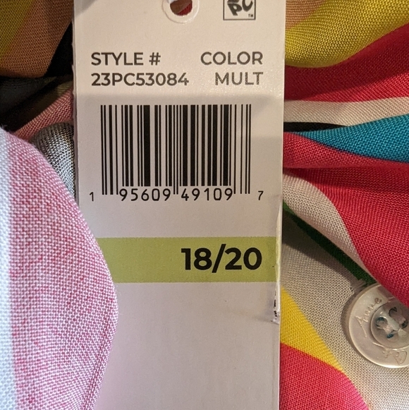 ANNE COLE Button- Down Shirt swim Cover-Up Size 18/20 new with tags - Picture 15 of 15